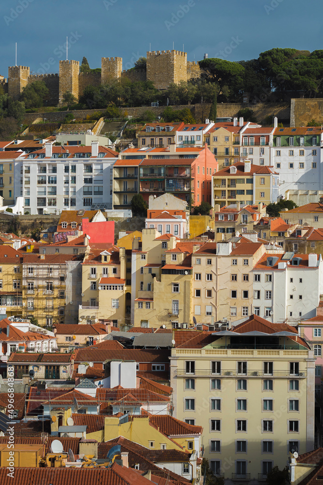 view of residential buildings in Portugal city of Lisbon