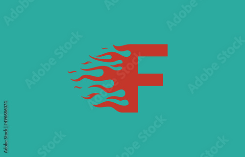 F speed fire with flames logo letter. Burning letter icon for your project, application or company.