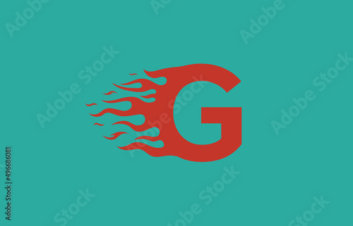 G speed fire with flames logo letter. Burning letter icon for your project, application or company.
