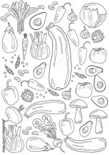 food coloring pages line art printable design fruits and vegetables healthy life 