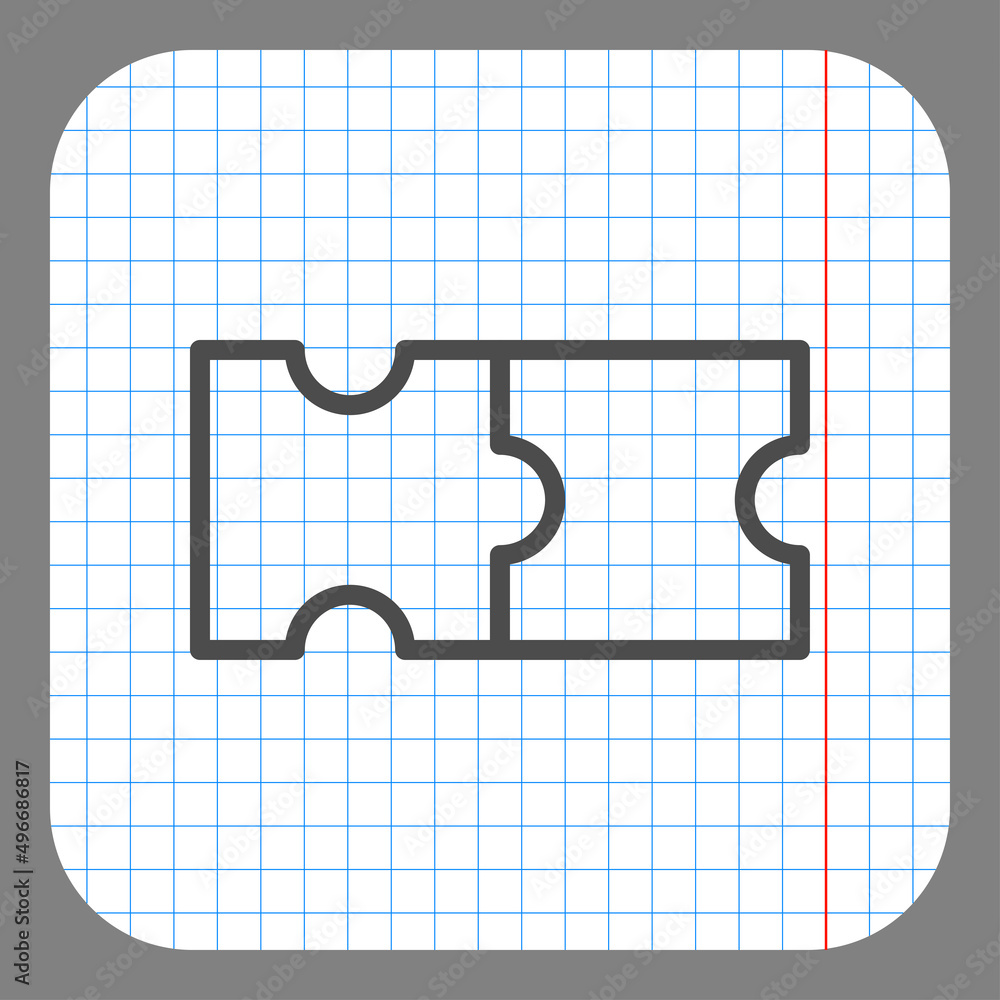 Puzzle simple icon vector. Flat desing. On graph paper. Grey background.ai