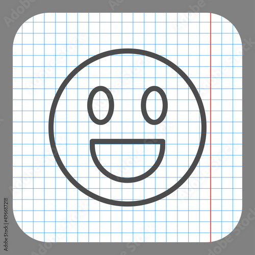Smile simple icon vector. Flat desing. On graph paper. Grey background.ai
