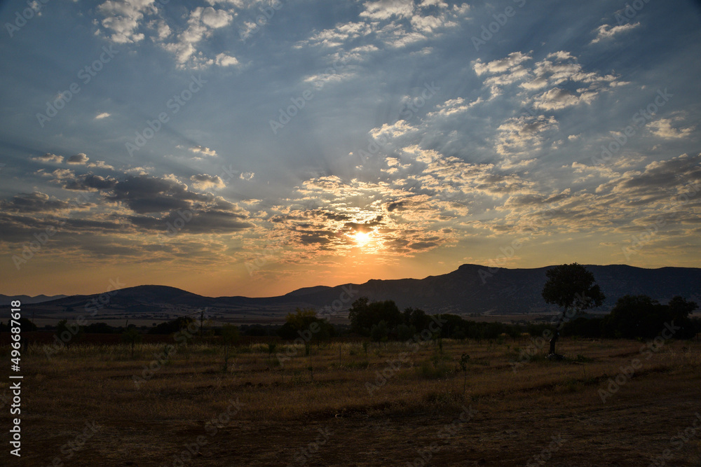 sunset in the plain of La Mancha