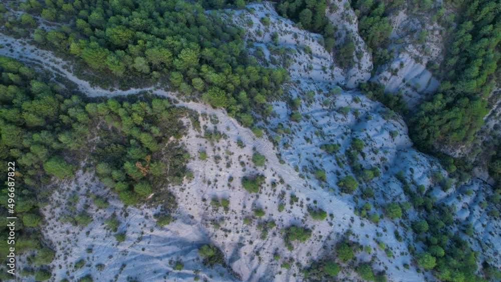 Aerial view of the landscape around Puyarruego in the municipality of Puértolas, in the central area of the Sobrarbe region. Huesca, Aragon, Spain, Europe Aerial view of the landscape around Puyarruego in the municipality of Puértolas, in the central area of the Sobrarbe region. Huesca, Aragon, Spain, Europe