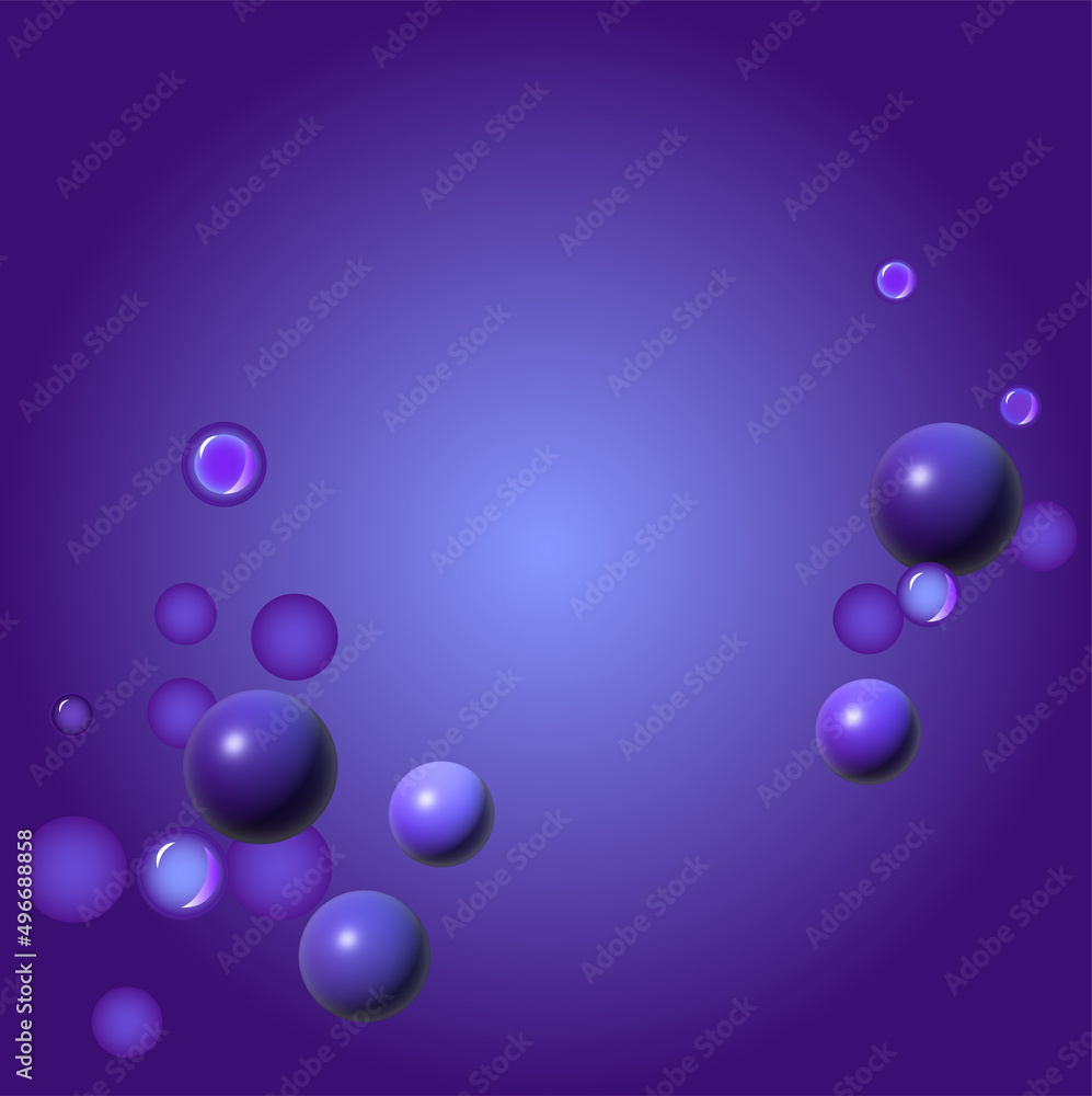  Violet abstract background with  balls and bubbles