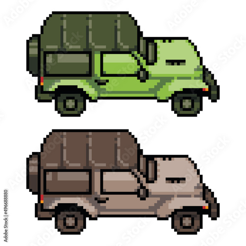 Car truck concept pixel art icon illustration retro vector template