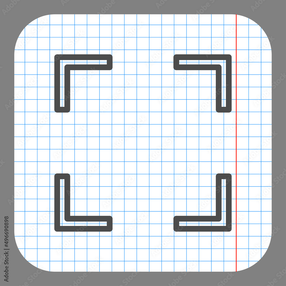 Focus, full screen simple icon vector. Flat desing. On graph paper. Grey background.ai Focus, full screen simple icon vector. Flat desing. On graph paper. Grey background.ai
