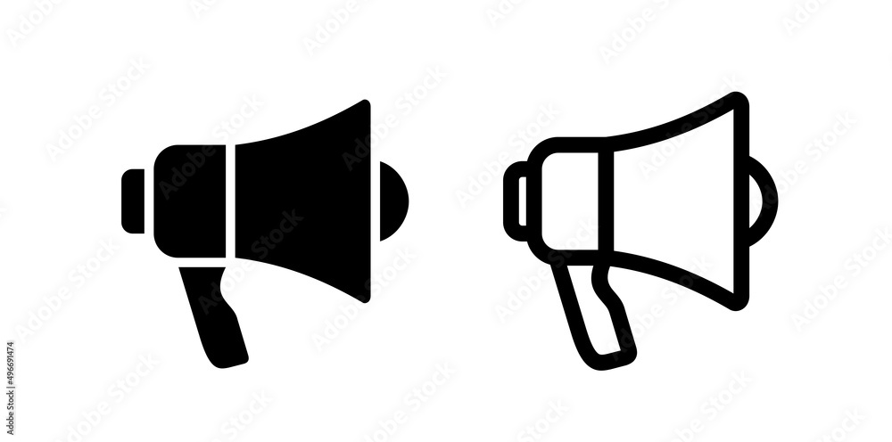 Speaker icon. Megaphone loudspeaker with voice recording or siren. Attribute for organizers and leading mass events. Speaker icon. Megaphone loudspeaker with voice recording or siren. Attribute for organizers and leading mass events.