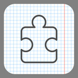 Puzzle simple icon vector. Flat desing. On graph paper. Grey background.ai