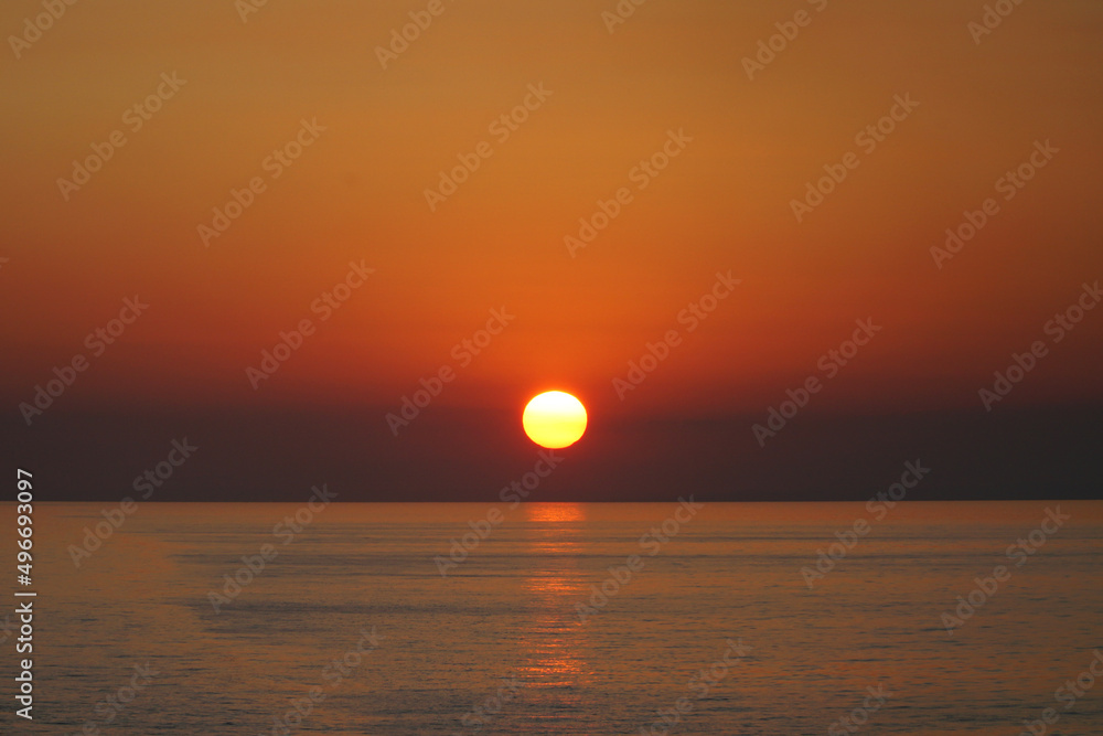 A golden sunset over the ocean