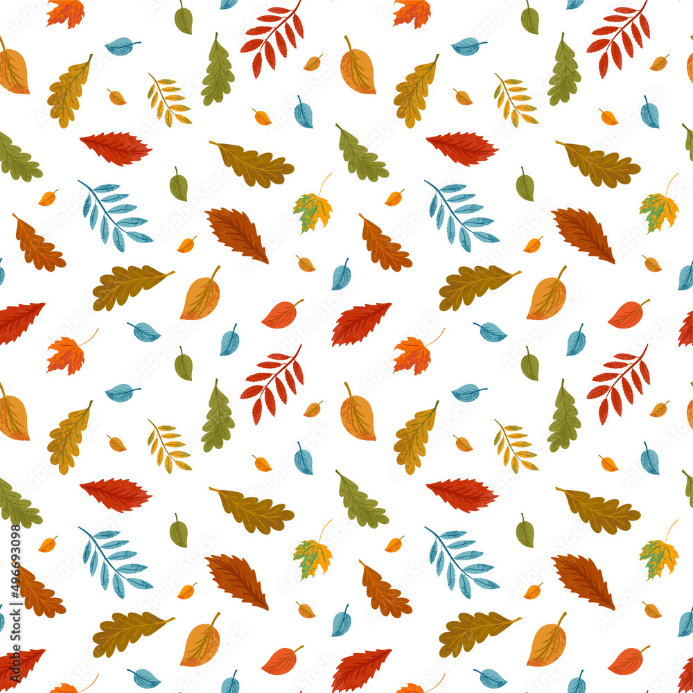 Vector autumn seamless pattern. Repeated fall texture. Cozy hand drawn seasonal background. Foliage Vector autumn seamless pattern. Repeated fall texture. Cozy hand drawn seasonal background. Foliage