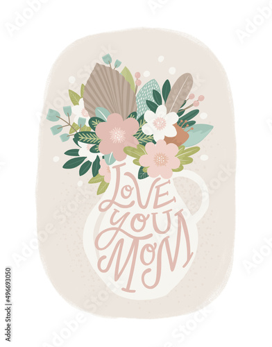Love you mom. Pink cute flo...