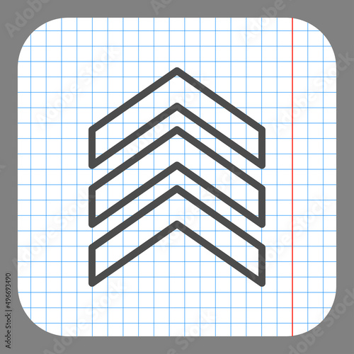 Chevron simple icon. Flat desing. On graph paper. Grey background.ai
