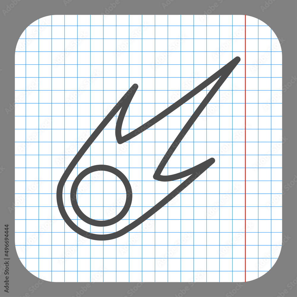 Meteorite simple icon. Flat desing. On graph paper. Grey background.ai Meteorite simple icon. Flat desing. On graph paper. Grey background.ai