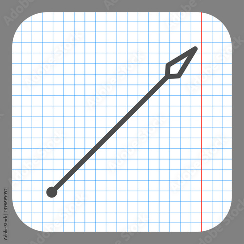 Spear simple icon. Flat desing. On graph paper. Grey background.ai