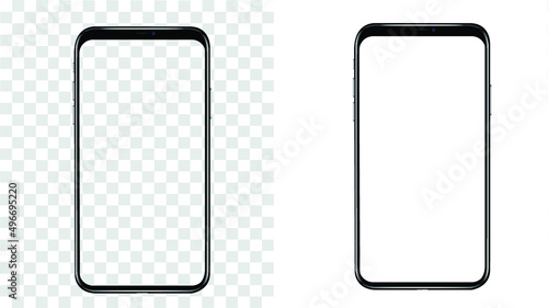 Mobile Phone Mockup Isolated of smartphone with blank screen isolated on white background, mobile web-site design or screenshots your app - smartphone template