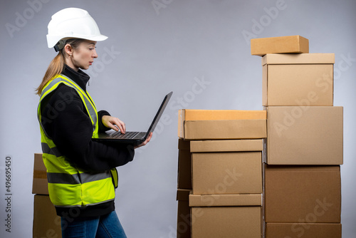 Logistician woman in work u...