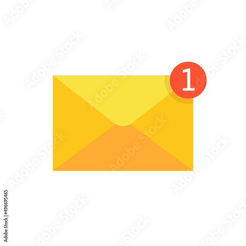Letter notification with red marker one message. New mail. Vector.