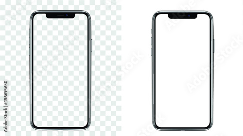 Mobile iphone template , Phone Mockup Isolated of smartphone with blank screen isolated on white background, mobile web-site design or screenshots your app - smartphone template
