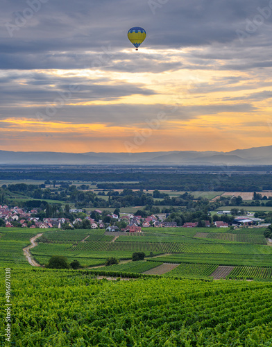 Hot air balloon over Alsace
