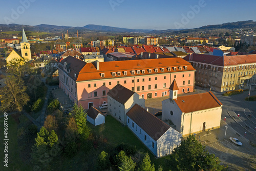 Panorama of Castle and town Valasske Mezirici. Town is located in eastern part of the Czech Republic near to the border with Slovakia. photo
