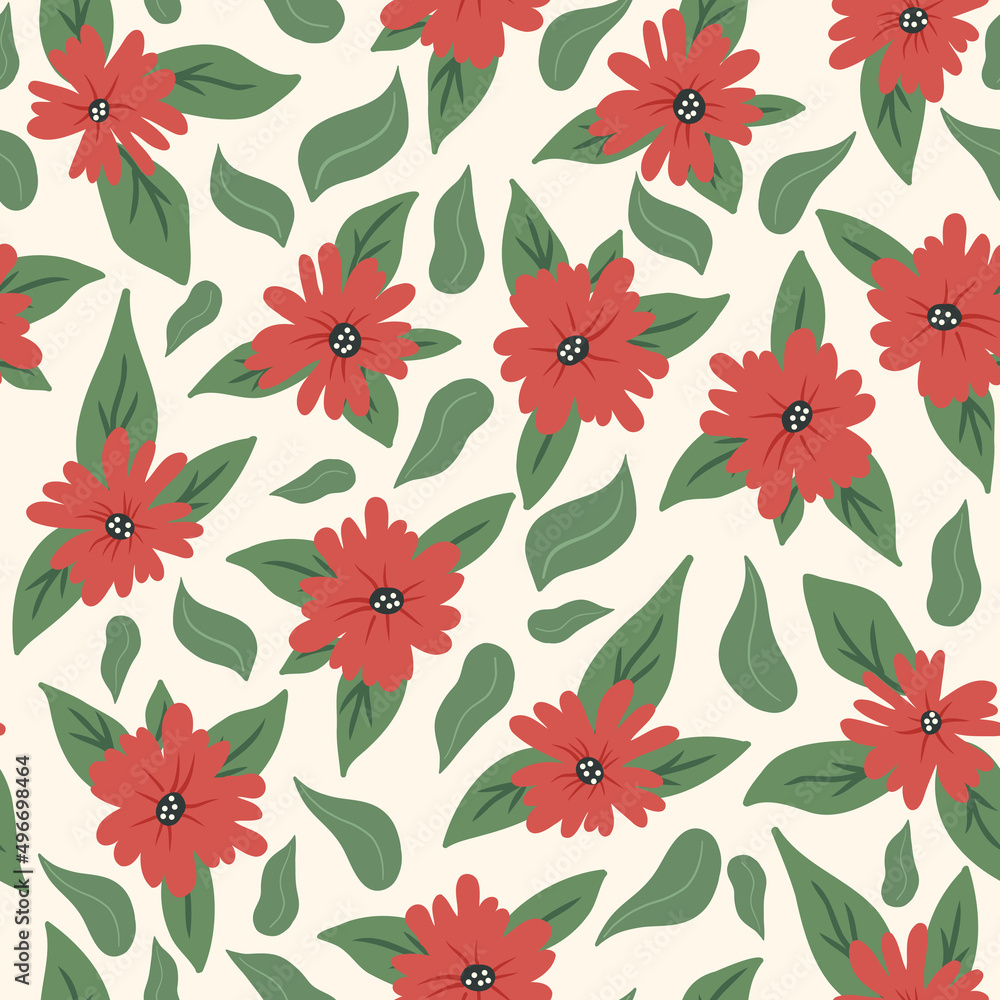 Gorgeous seamless floral pattern with flowers. Endless design with delicate wild flowers for printing and decoration. Repeatable botanical backdrop. Color flat vector illustration. Gorgeous seamless floral pattern with flowers. Endless design with delicate wild flowers for printing and decoration. Repeatable botanical backdrop. Color flat vector illustration.