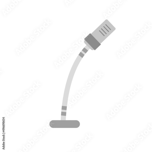 Microphone on stand. Speaker speech. Sound equipment. Flat cartoon illustration