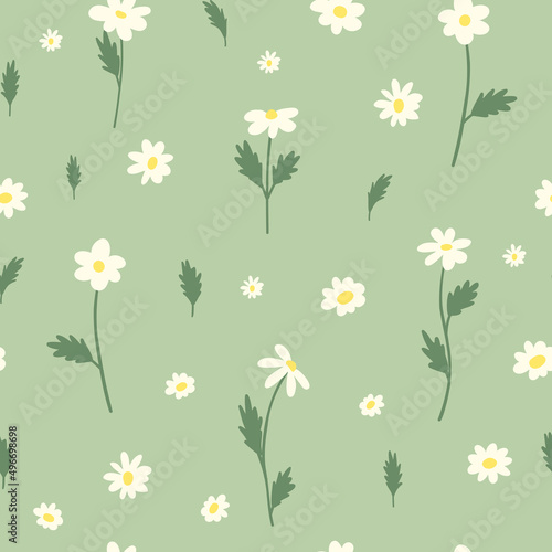 Gorgeous seamless floral pattern with flowers. Endless design with delicate wild flowers for printing and decoration. Repeatable botanical backdrop. Color flat vector illustration.