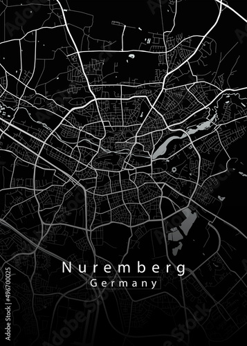 Obraz na plátně Nuremberg Germany City Map