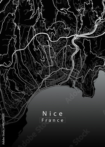 Fotografie, Obraz Nice France City Map