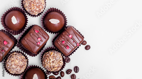 composition on a white background handmade chocolates