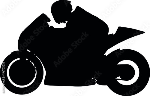 Superbike racing motorcycle, Motorcycle cyclist, MotoGP Bike, British Superbike, Isle of Man TT, Moto2 motorcycle with the racer from the side. silhouette