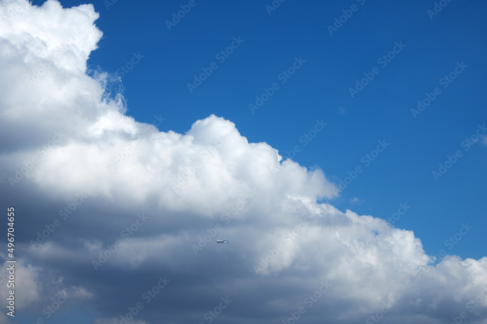 Blue sky and white clouds.
