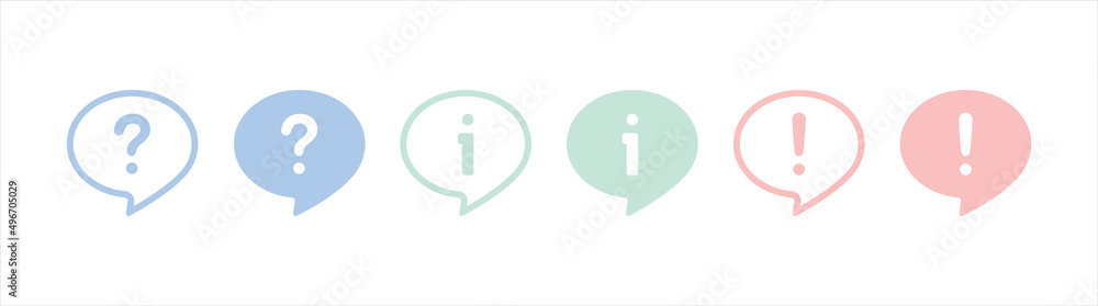 Chat speech bubble icon sign with question, exclamation and information symbol, vector for apps and websites. Chat speech bubble icon sign with question, exclamation and information symbol, vector for apps and websites.