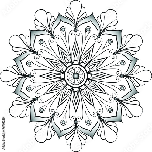 Vector indian linearly mandala on white background  Sketch for henna tattoo