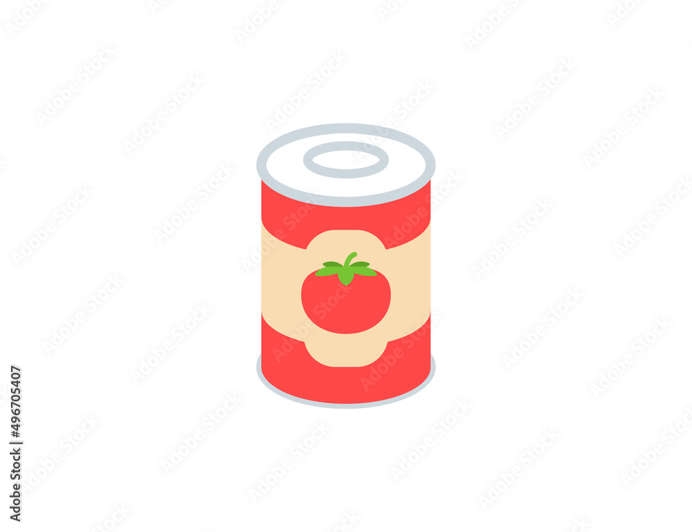 Can of Food vector flat emoticon. Isolated Canned Food emoji illustration. Tomato can icon Can of Food vector flat emoticon. Isolated Canned Food emoji illustration. Tomato can icon