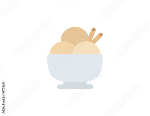 Bowl Of Ice Cream vector flat emoticon. Isolated Bowl Of Ice Cream emoji illustration. Ice Cream icon