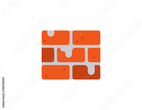 Brick wall vector flat emoticon. Isolated Brick emoji illustration. Brick icon