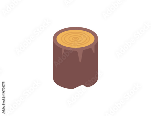 Wood stump vector flat emoticon. Isolated wood emoji illustration. Stump icon
