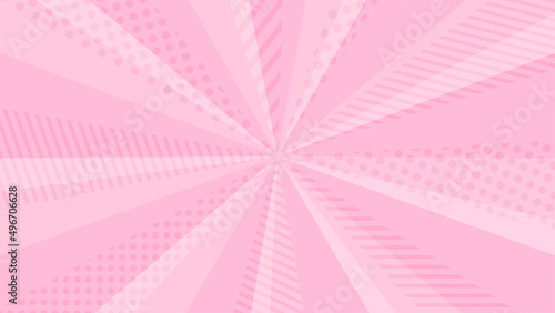 模様が入っているお洒落なサンバースト集中線背景素材 ピンク 