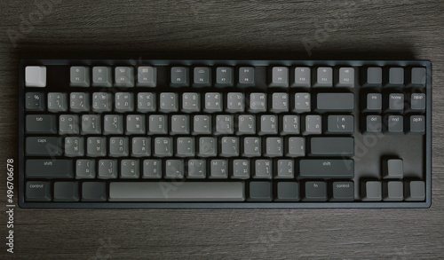 Obraz na płótnie Custom mechanical keyboard, Aluminium case with keycaps, Gaming keyboard and workspace for Gamer w salonie