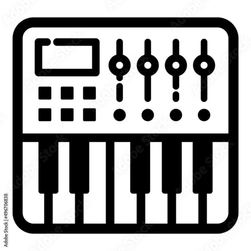 Synthesizer Flat Icon Isolated On White Background