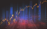 Forex graph or stock market candle, graph in futuristic concept.