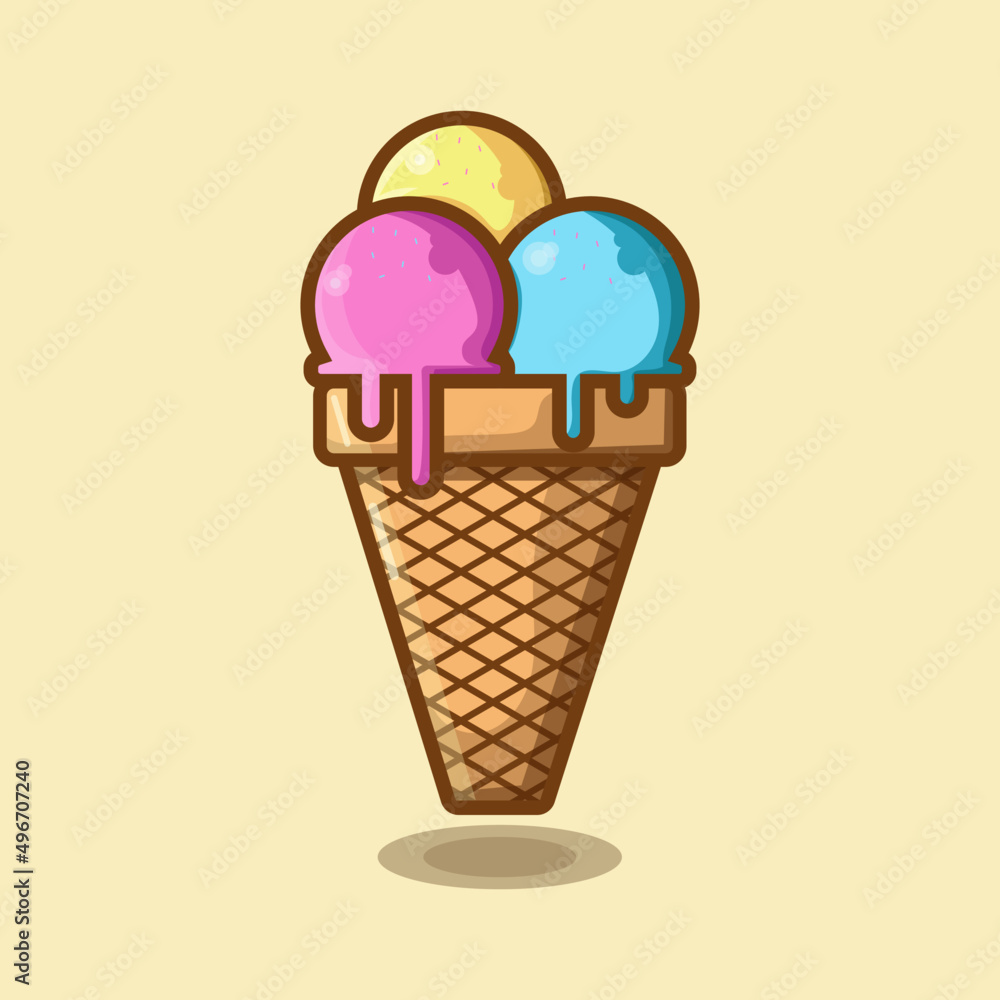 delicious ice cream cone on flat background delicious ice cream cone on flat background