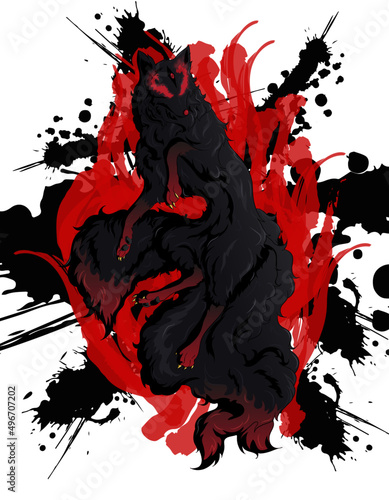 dark fox with ink stains