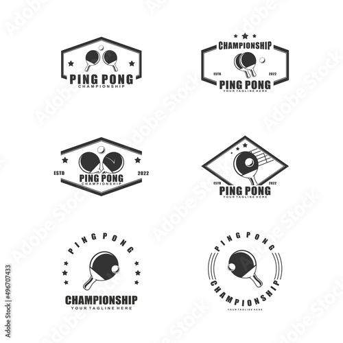 Set ping pong logo design template illustration