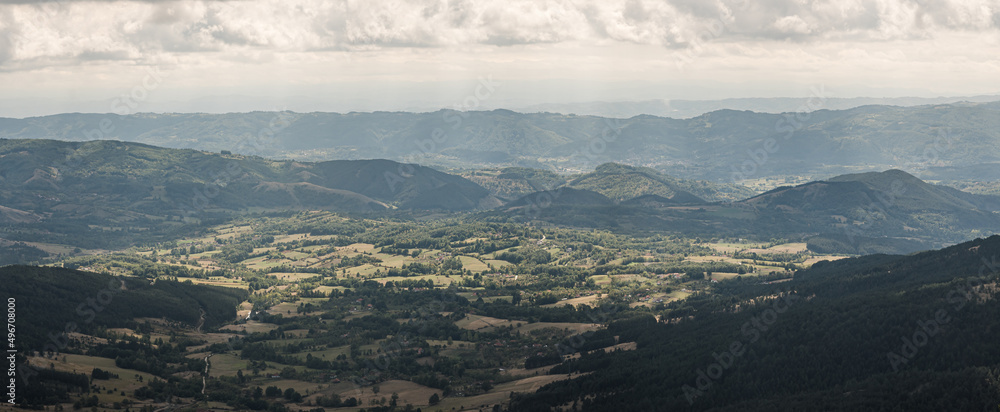 View of the hills and valleys of Serbia