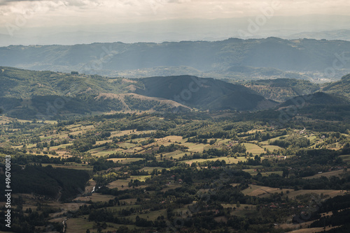 View of the hills and valleys of Serbia