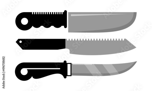 set kitchen knife logo vector