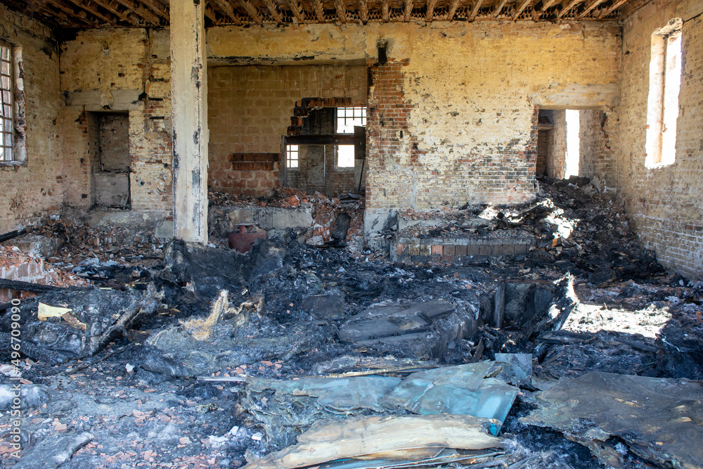 destroyed building interior after fire destroyed building interior after fire